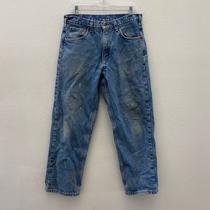 CARHARTT flannel lined destroyed denim jeans